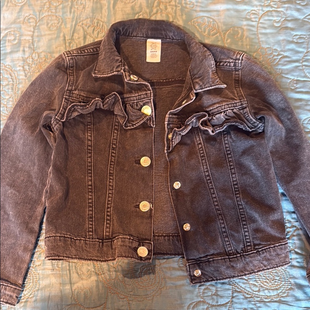 Kids Denim Jacket with Ruffle Detail